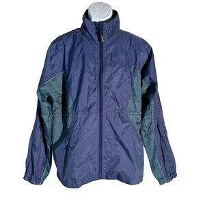 ASICS Long Sleeve Full Zip Vented Light Running Jacket Blue Green Medium